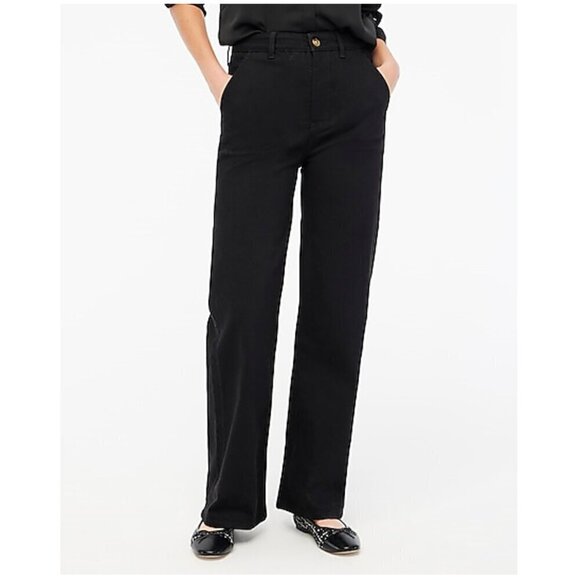 J. Crew Petite High-Rise Wide-Leg Denim Trouser Black Size 25P NWT - Picture 1 of 9
